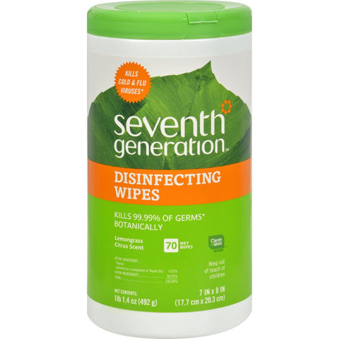 Seventh Generation Disinfecting Wipes Lemongrass And Citrus - 70 Wipes - Case Of 6