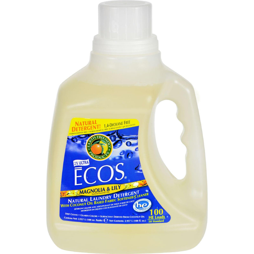 Earth Friendly Ecos Ultra 2x All Natural Laundry Detergent - Magnolia And Lily - Case Of 4 - 100 Fl Oz