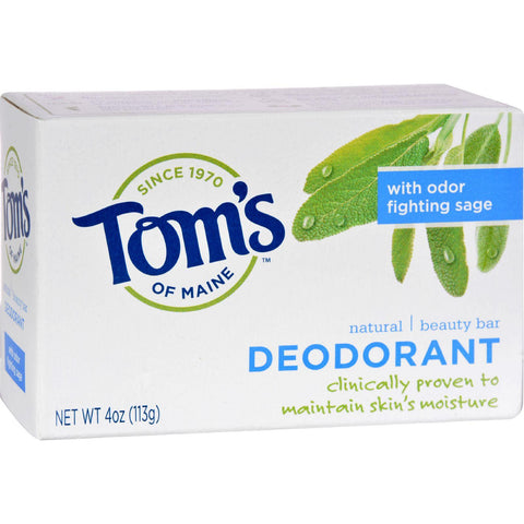 Tom's Of Maine Natural Beauty Bar Deodorant With Odor Fighting Sage - 4 Oz - Case Of 6
