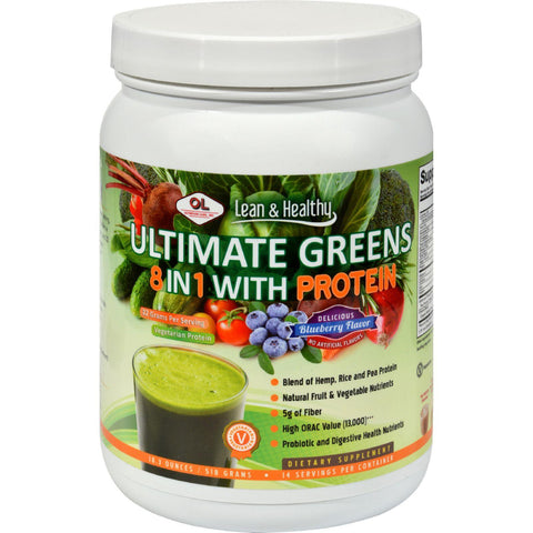 Olympian Labs Ultimate Greens Protein 8 In 1 With Hemp Protein Vanilla Banana Berry - 1.3 Lbs