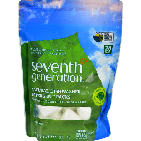 Seventh Generation Automatic Dishwasher Detergent Packs - Free And Clear - 20 Ct - Case Of 12