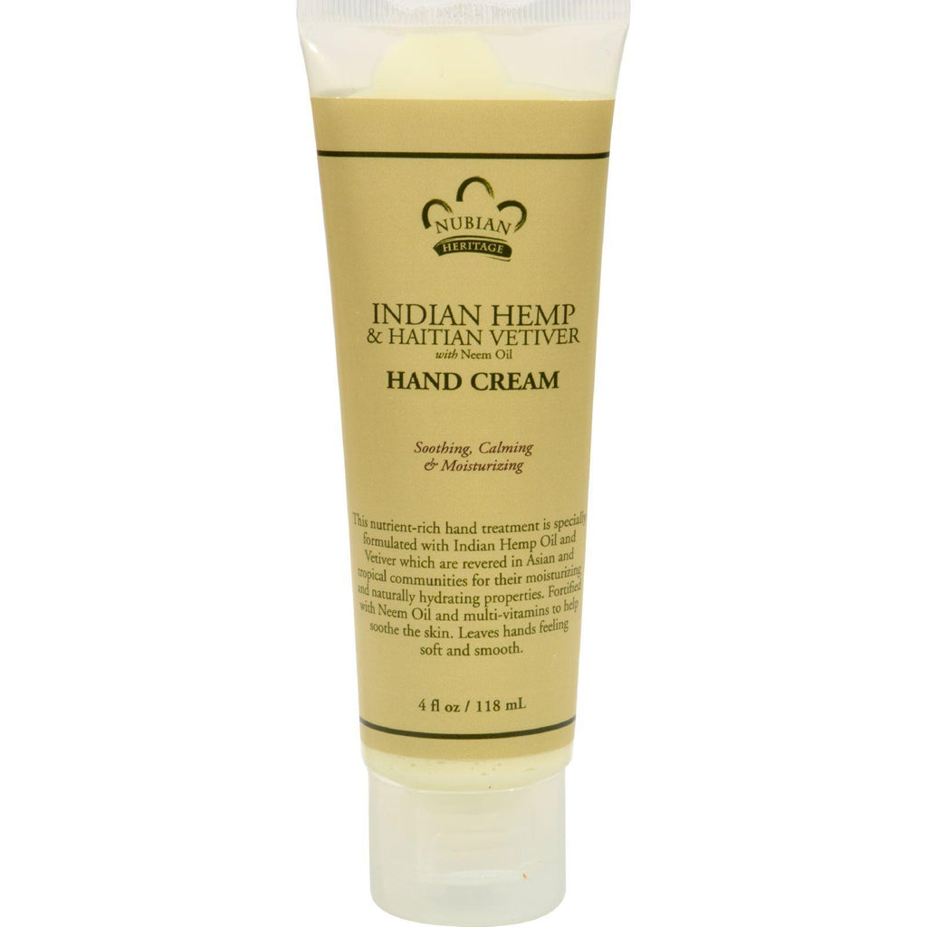 Nubian Heritage Hand Cream Indian Hemp And Haitian Vetiver - 4 Oz