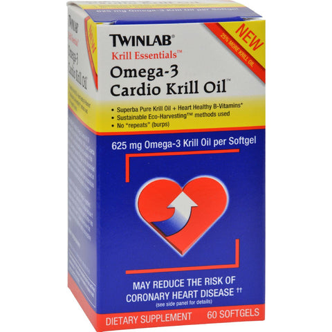 Twinlab Krill Essentials Omega 3 Cardio Krill Oil - 625 Mg - 60 Softgels