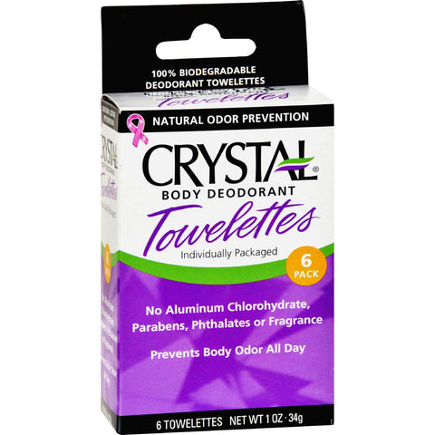 Crystal Body Deodorant Towelettes - 6 Towelettes