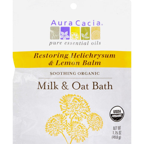 Aura Cacia Organic Milk And Oat Bath Restoring Helichrysum And Lemon Balm - Case Of 6 - 1.75 Oz