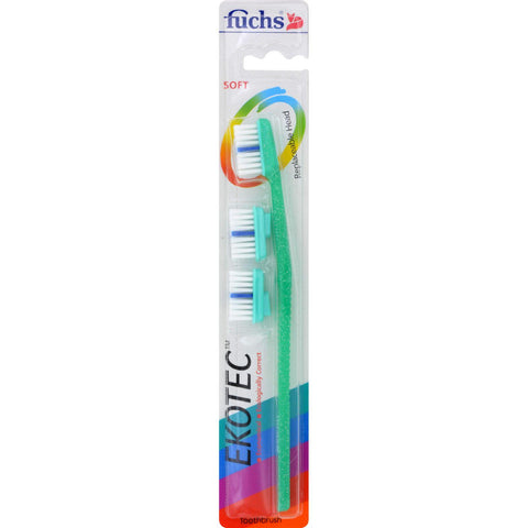 Fuchs Ekotec Soft Replaceable Head Toothbrush - Plus Two Replacements - 1 Toothbrush
