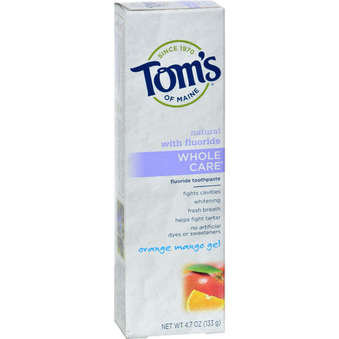 Tom's Of Maine Whole Care Gel Toothpaste Orange Mango - 4.7 Oz - Case Of 6