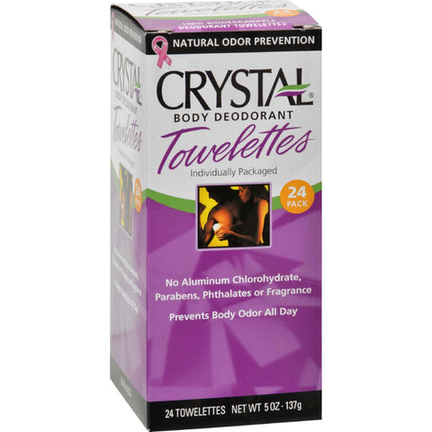 Crystal Body Deodorant Towelettes - 24 Towelettes