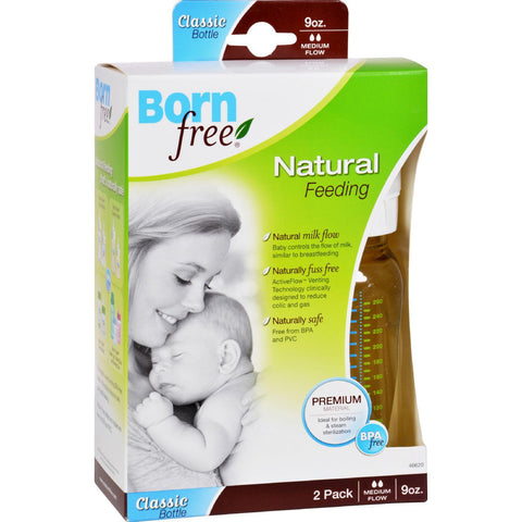 Bornfree Natural Feeding Classic Bottles - Medium Flow - 9 Oz - Twin Pack