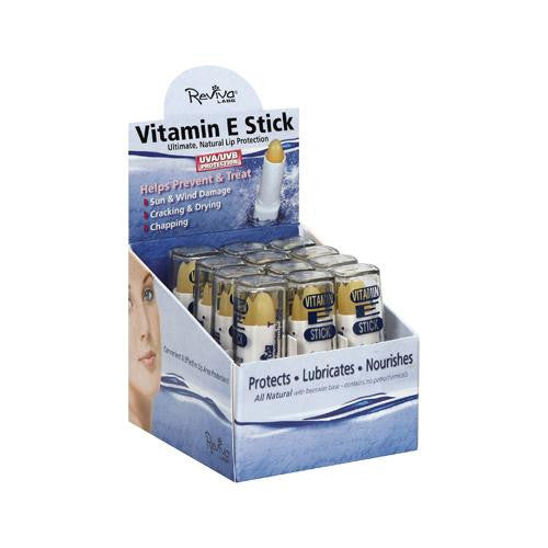 Reviva Labs Vitamin E Oil Stick Display Case - Case Of 12 - 1.5 Oz