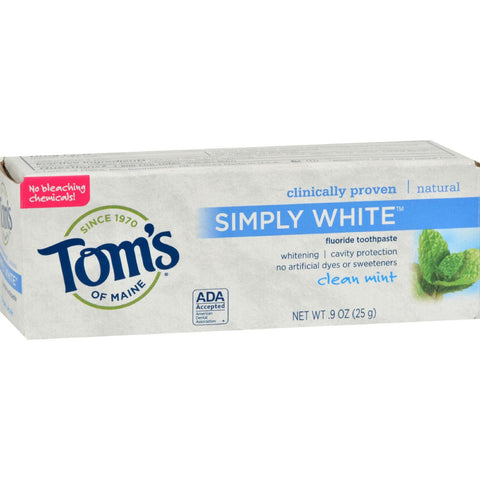 Tom's Of Maine Toothpaste - Clean Mint Simply White Trial Size - .9 Oz - Case Of 12