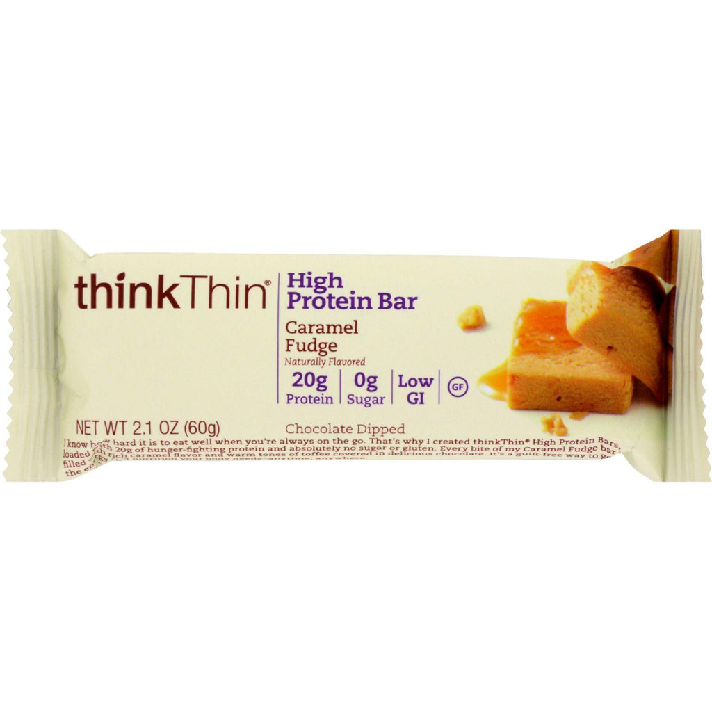 Think Products Thinkthin High Protein Bar - Caramel Fudge - 2.1 Oz - Case Of 10