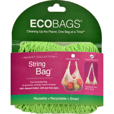 Ecobags Market Collection String Bags Long Handle - Lime - 10 Bags