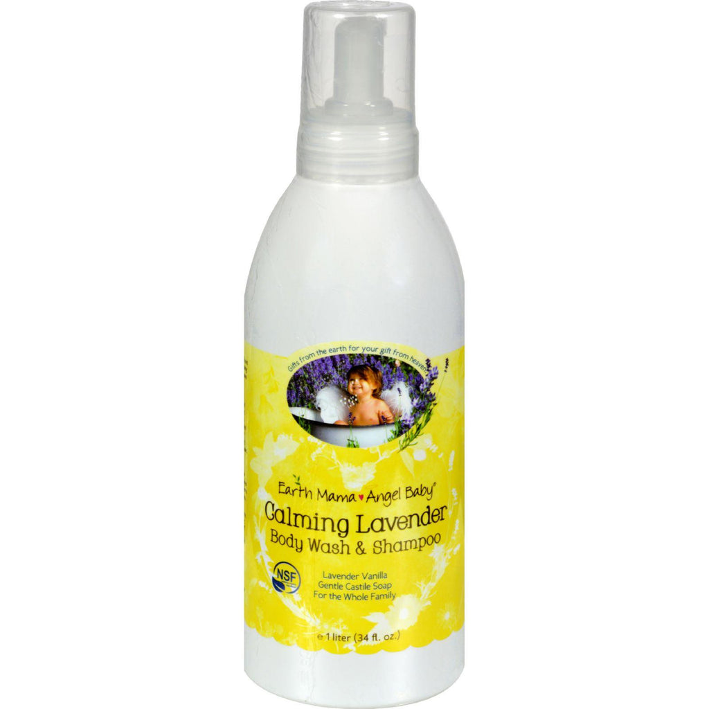 Earth Mama Angel Baby Shampoo And Body Wash - Organic Lavender - 34 Oz