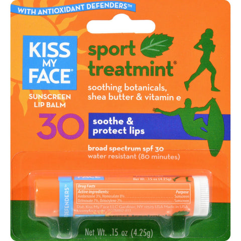 Kiss My Face Lip Balm Sport - Mint - Spf 30 - Case Of 12 - .15 Oz