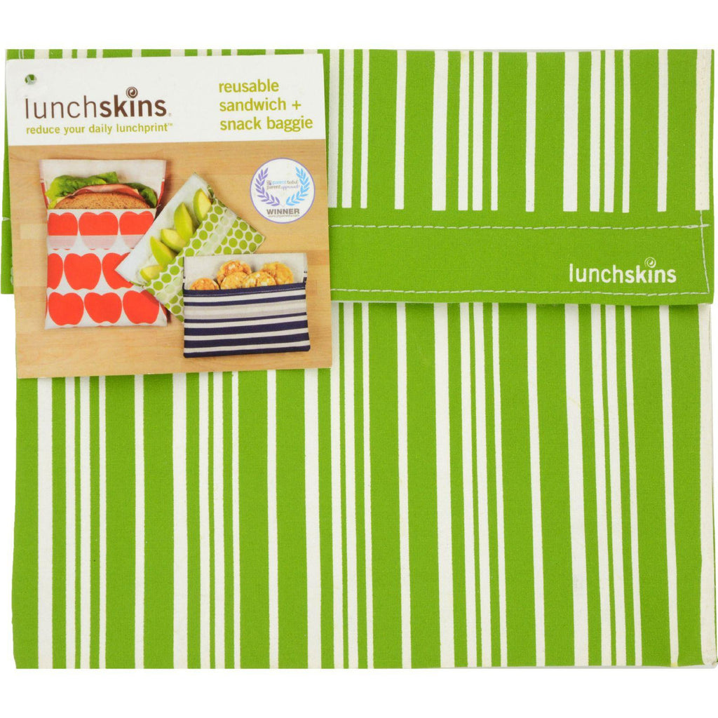 Lunchskins Sub Bag - Green Vertical Stripe