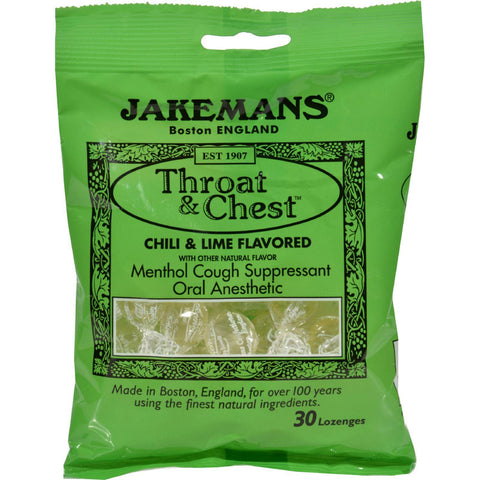 Jakemans Throat And Chest Lozenges - Chili And Lime - 30 Lozenges - 12 Ct