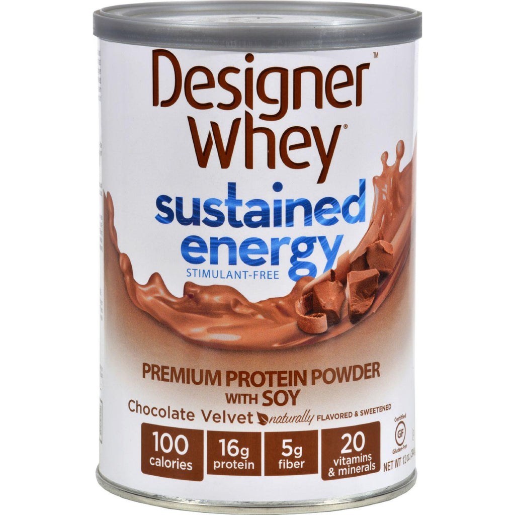 Designer Whey Protein Powder - Sustained Energy Chocolate Velvet - 12 Oz