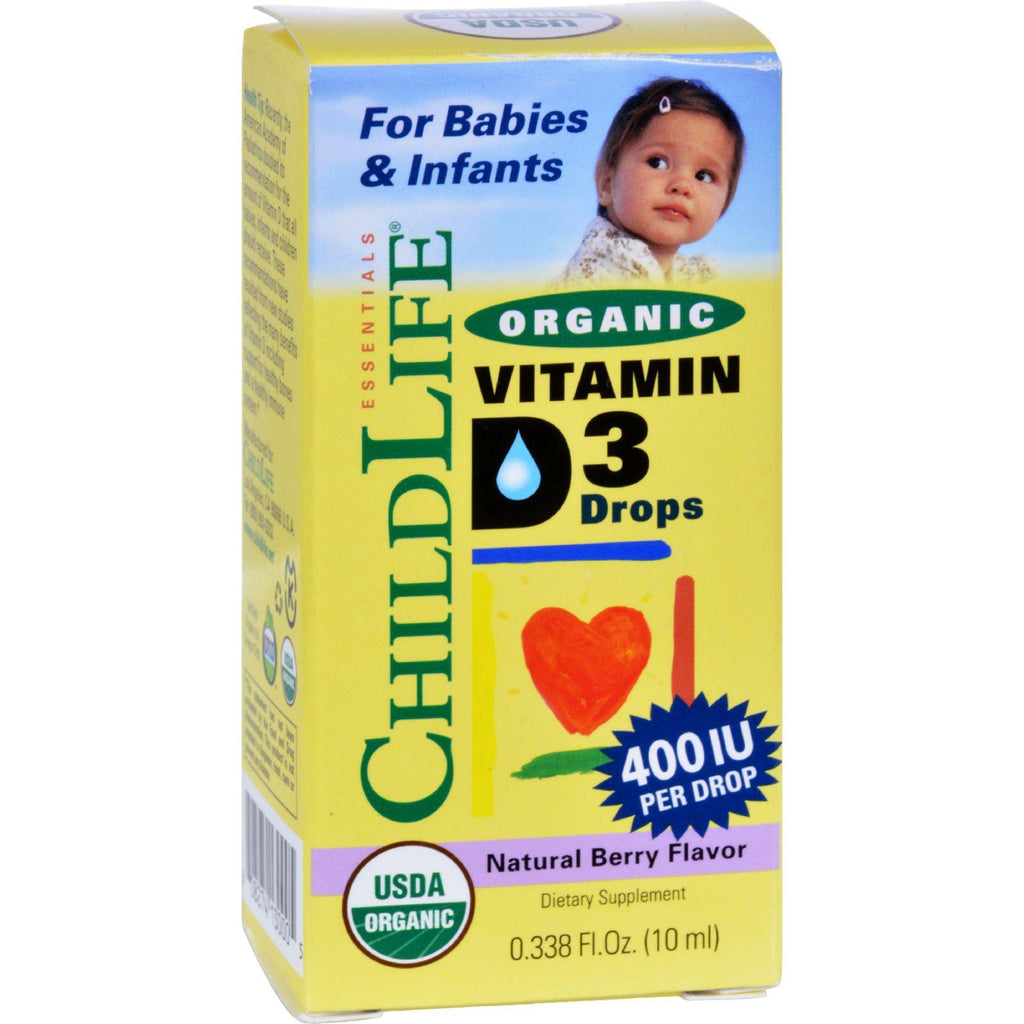 Childlife Organic Vitamin D3 Drops For Babies And Infants - Natural Berry Flavor - .338 Oz