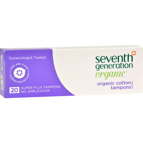 Seventh Generation Tampon - Organic - Super Plus - No Applicator - 20 Count