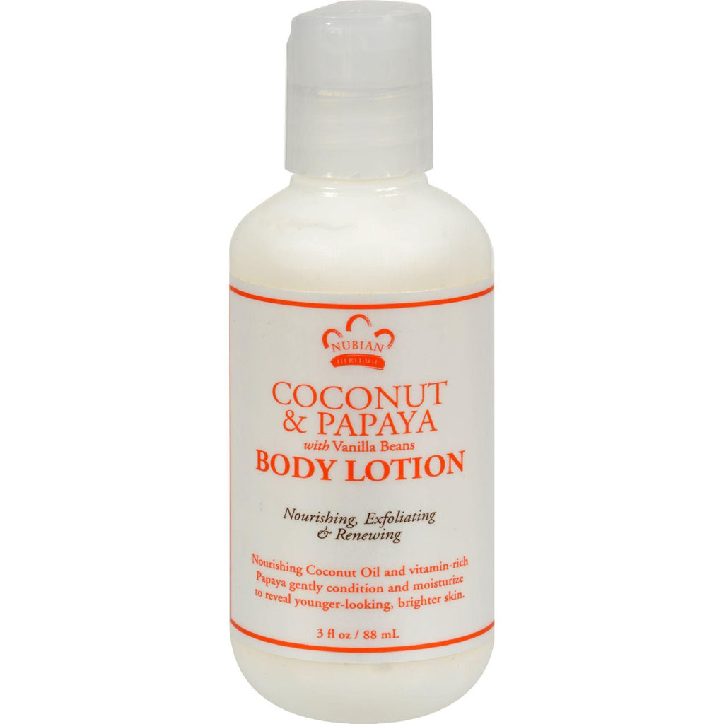 Nubian Heritage Body Lotion - Coconut And Papaya - 3 Fl Oz - 1 Case