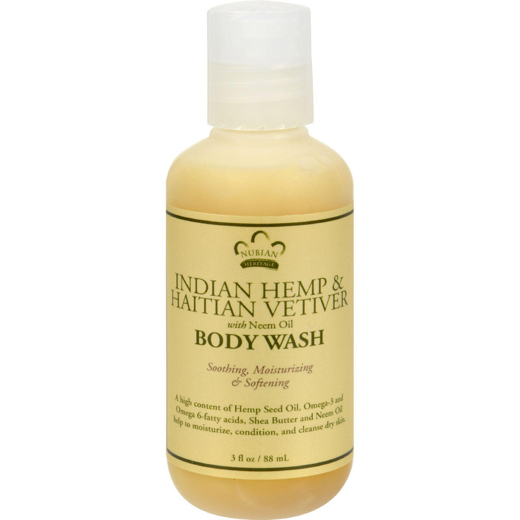 Nubian Heritage Body Wash - Indian Hemp Haitian - 3 Fl Oz - 1 Case