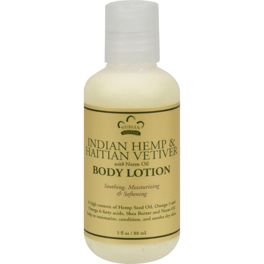 Nubian Heritage Body Lotion - Indian Hemp Haitian - 3 Fl Oz - 1 Case