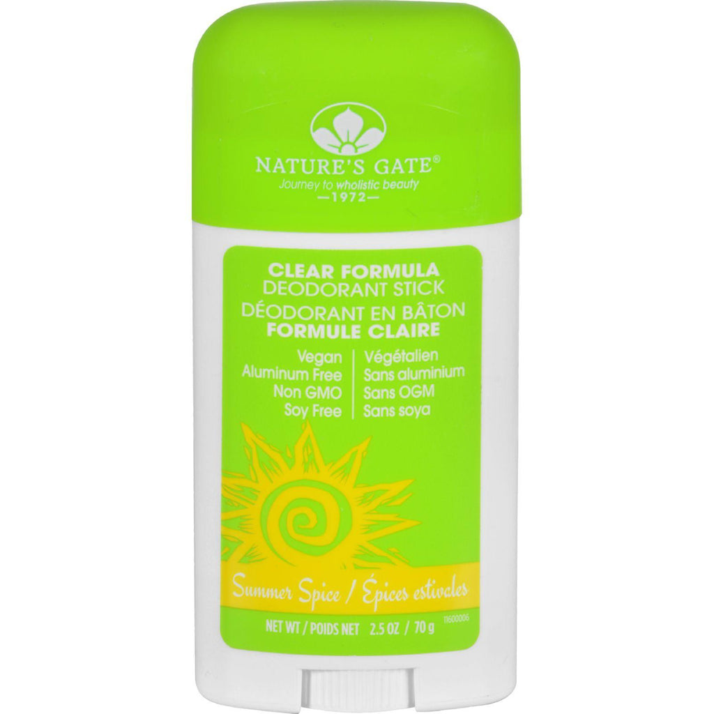 Natures Gate Deodorant - Stick - Clear Formula - Summer Spice - 2.5 Oz