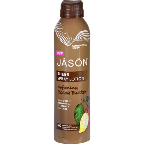 Jason Natural Products Spray Lotion - Sheer - Softening Cocoa Butter - 6 Oz