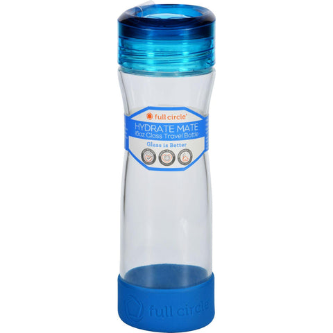 Full Circle Home Water Bottle - Travel - Glass - Hydrate Mate - Blueberry - 16 Oz