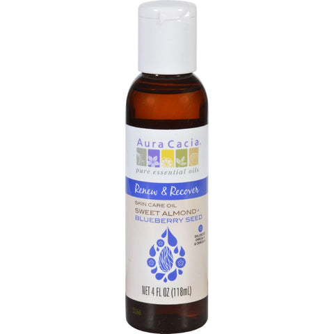 Aura Cacia Skin Care Oil - Renew And Recover - Sweet Almond Plus Blueberry Seed - 4 Oz