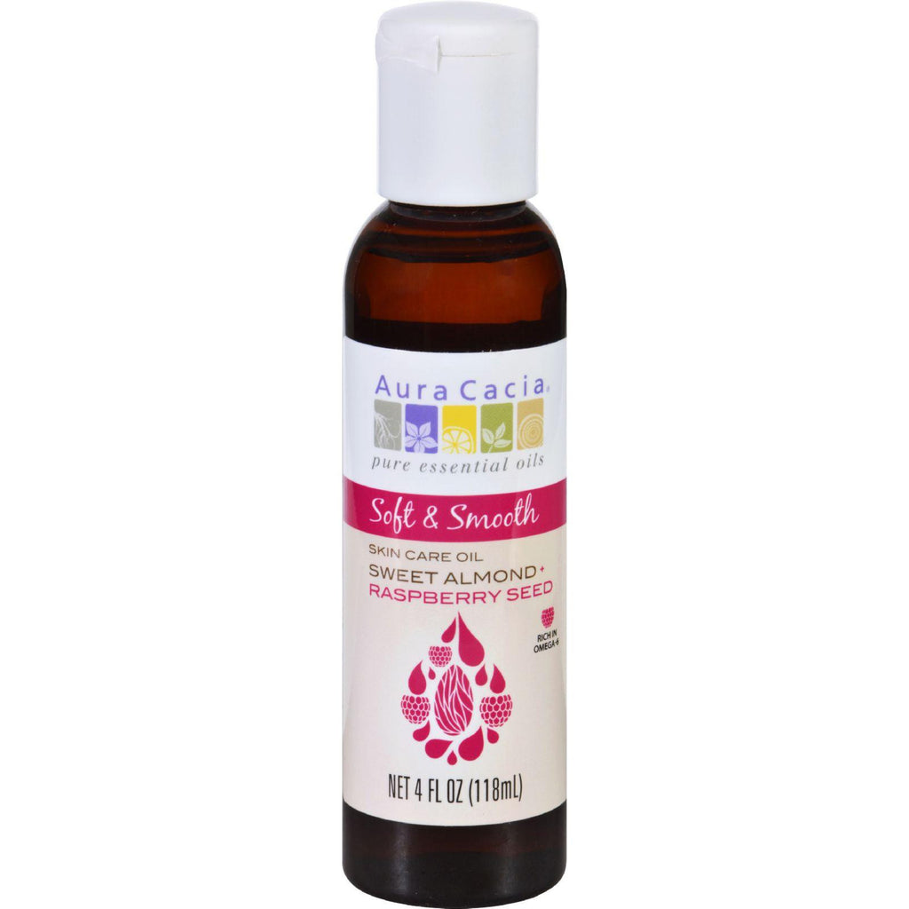 Aura Cacia Skin Care Oil - Soft And Smooth - Sweet Almond Plus Raspberry Seed - 4 Oz