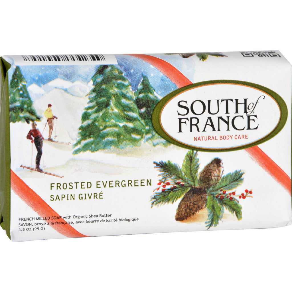 South Of France Bar Soap - Limited Edition Holiday - Frosted Evergreen - 3.5 Oz - Case Of 6