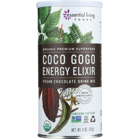 Essential Living Foods Drink Mix - Organic - Vegan - Chocolate - Coco Gogo Energy Elixir - 11 Oz - 1 Each